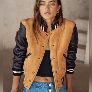Blank NYC x Free People Collab Booksmart Varsity Jacket NWT